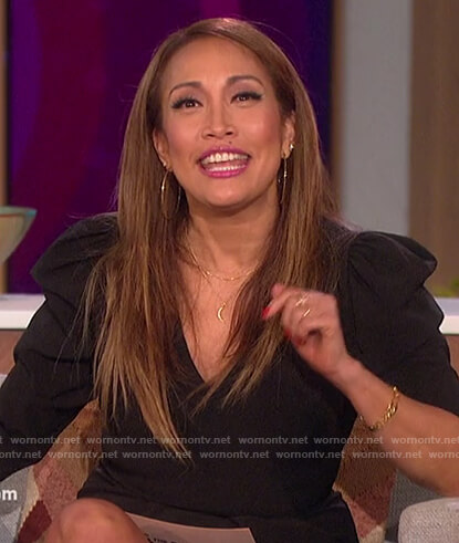 Carrie's black puff sleeve dress on The Talk