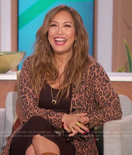 Carrie's leopard print cardigan on The Talk