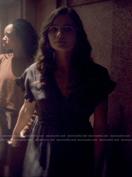 Cassie's black ruffled dress on Tiny Pretty Things
