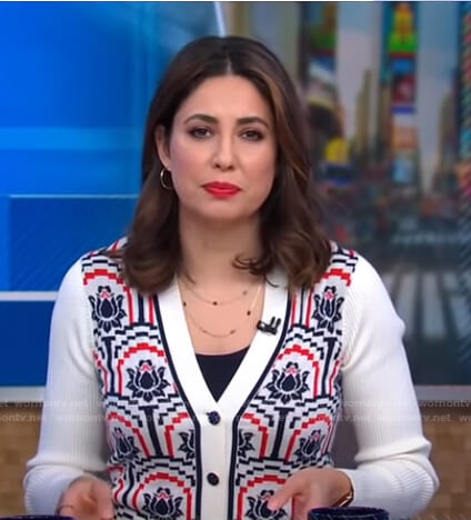 Cecilia's white floral cardigan on Good Morning America