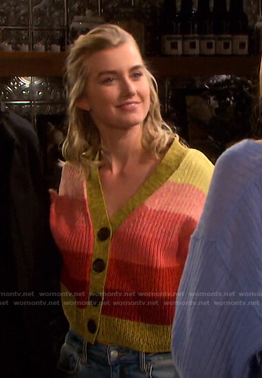 Claire's striped ribbed cardigan on Days of our Lives