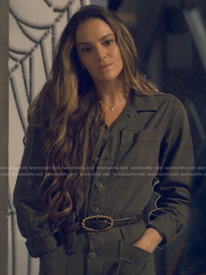 Delia's green boilersuit on Tiny Pretty Things