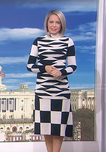 Dtlan's black and white abstract print knit dress on Today