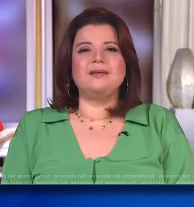 Ana's green v-neck blouse with collar on The View