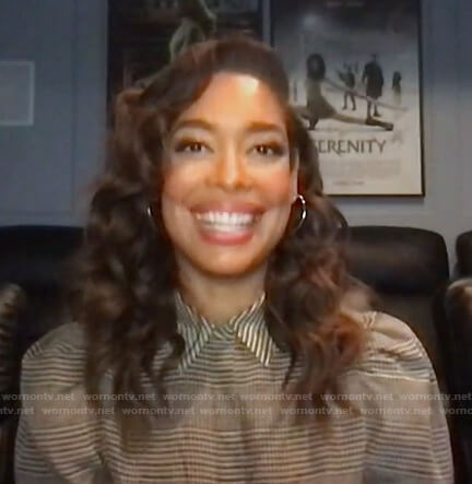 Gina Torres's plaid puff sleeve top on Today