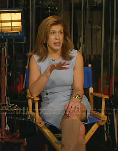 Hoda's light blue sleeveless dress on Today