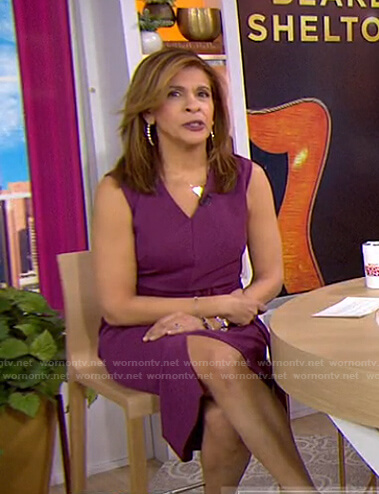 Hoda's purple belted sleeveless dress on Today