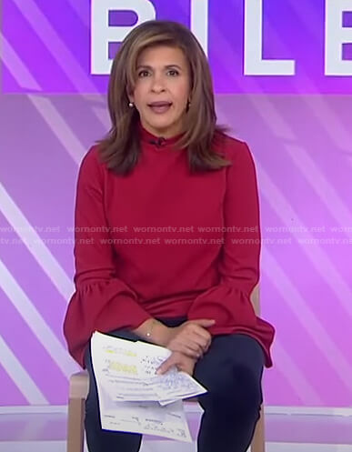 Hoda's red bell sleeve top on Today
