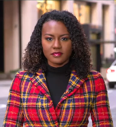 Janai's red plaid coat on Good Morning America