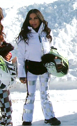 Jen's white skit jacket and pants on The Real Housewives of Salt Lake City