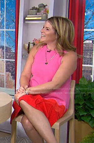 Jenna's pink and red sleeveless dress on Today