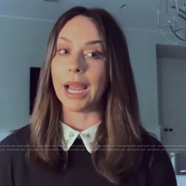 Jennifer Love Hewitt's black embellished collar sweater on The Kelly Clarkson Show