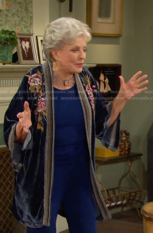 Julie's floral embroidered velvet jacket on Days of our Lives