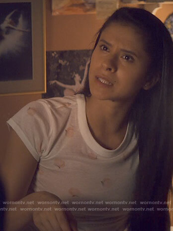 June's peach print tee on Tiny Pretty Things