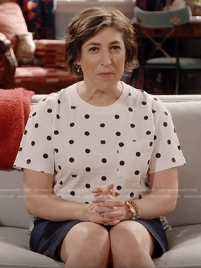 Kat's white cat polka dot tee on Call Me Kat