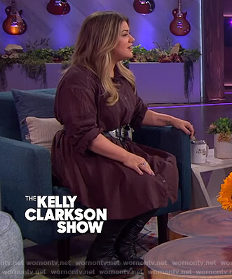 Kelly's burgundy lace inset dress on The Kelly Clarkson Show