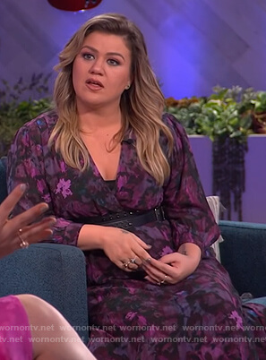 Kelly's purple floral maxi dress on The Kelly Clarkson Show