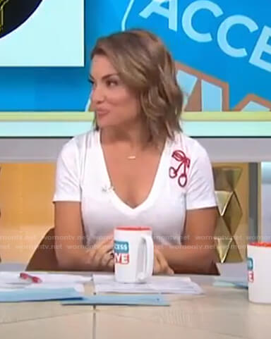 Kit's  Cherry embroidered v-neck tee on Access Hollywood
