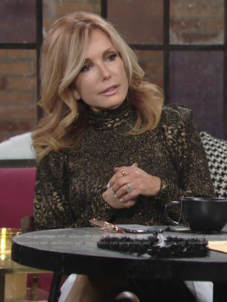 Lauren's metallic leopard print turtleneck top on The Young and the Restless