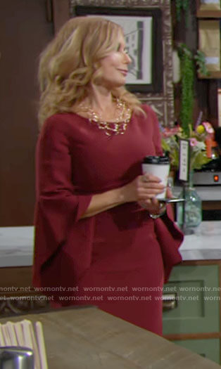 Lauren's red bell sleeve dress on The Young and the Restless