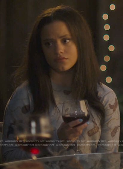 Maggie's cowboy boot print sweater on Charmed