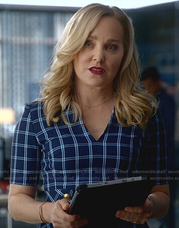 Marissa's blue checked dress on Bull
