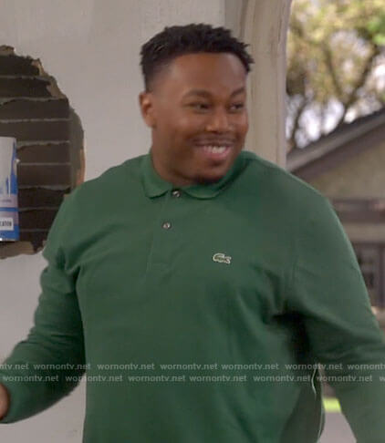 Marty's green long sleeved polo shirt on The Neighborhood