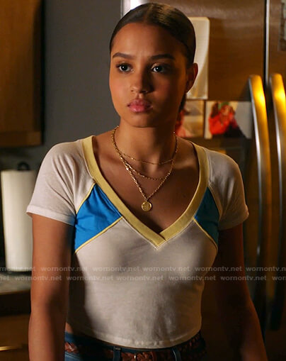 May's colorblock cropped tee on 9-1-1