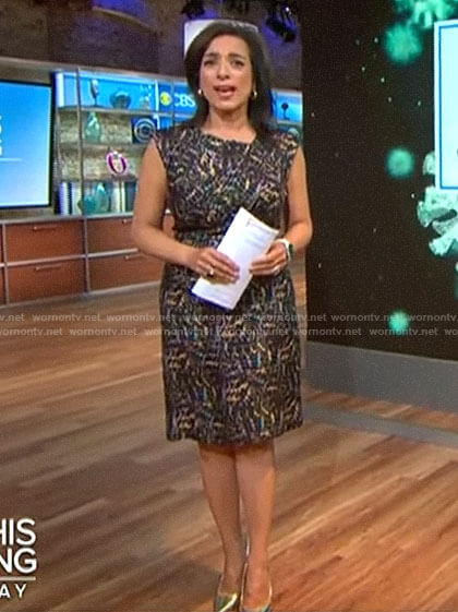 Michelle Miller's confetti print dress on CBS This Morning Saturday