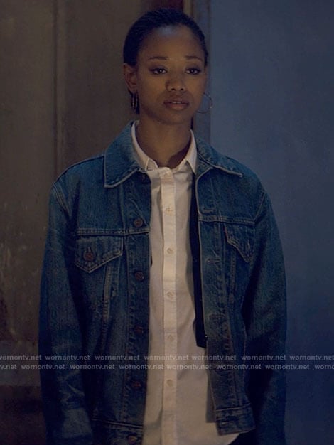 Neveah's denim jacket on Tiny Pretty Things