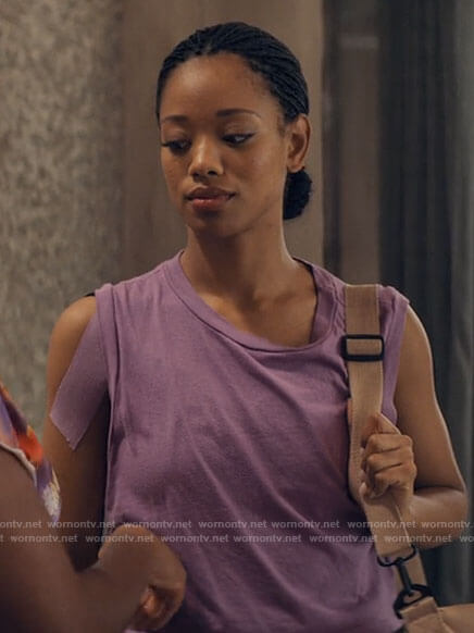Neveah's purple tank top on Tiny Pretty Things