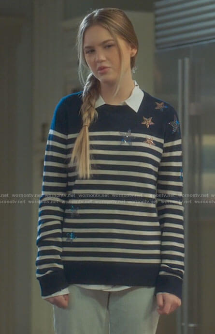Orly's striped sweater with rhinestone stars on Mr Mayor