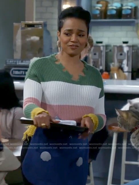 Randi's frayed trim striped sweater on Call Me Kat