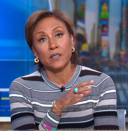Robin's grey striped sweater on Good Morning America