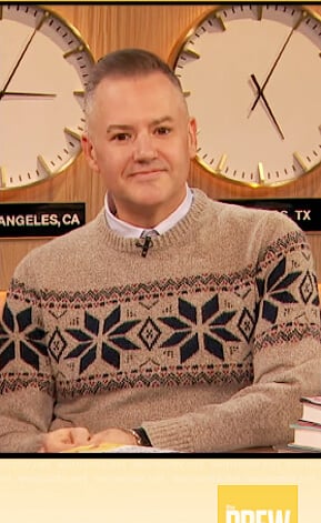 Ross's beige fair isle sweater on The Drew Barrymore Show