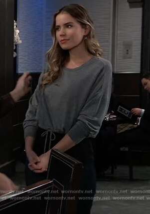 Sasha's gray sweatshirt with drawstring waist on General Hospital