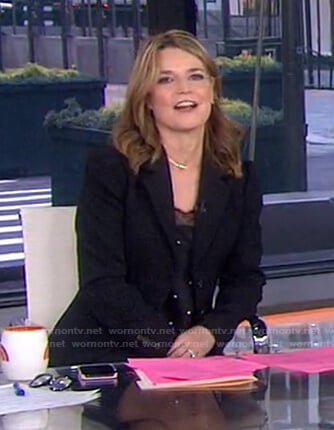 Savannah's black polka dot top and blazer on Today
