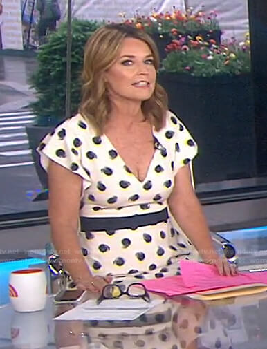Savannah's white printed flutter sleeve dress on Today