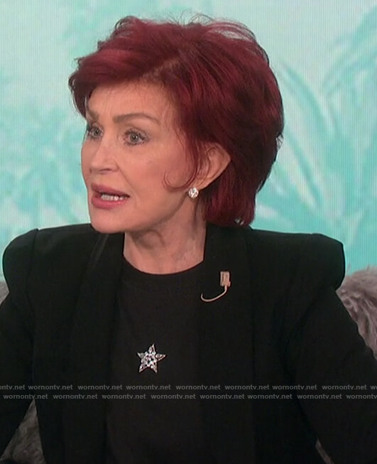 Sharon's black star embellished tee on The Talk