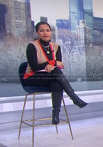 Sheinelle's beige colorblock cardigan on Today