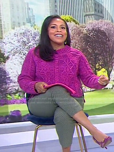 Sheinelle's pink cable knit sweater on Today