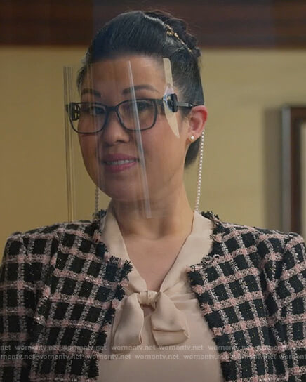 Sherri's black check tweed blazer on All Rise