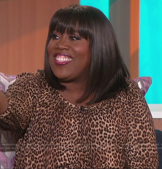 Sheryl's leopard print top on The Talk