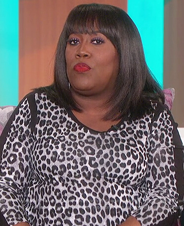 Sheryl's leopard contrast top on The Talk