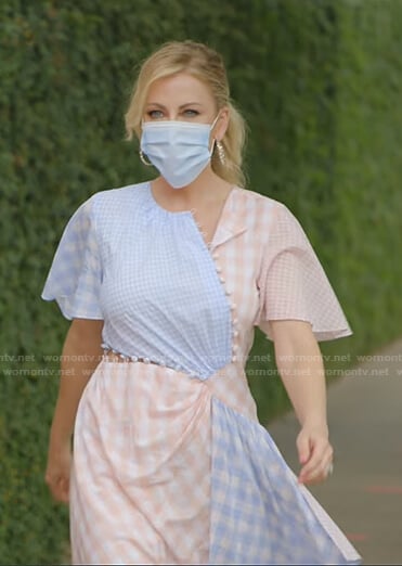 Stephanie's gingham check cutout dress on The Real Housewives of Dallas