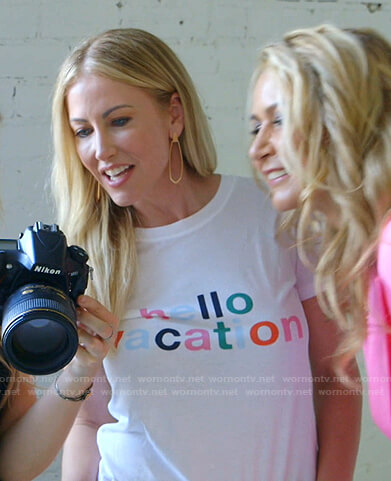 Stephanie's Hello Vacation tee on The Real Housewives of Dallas