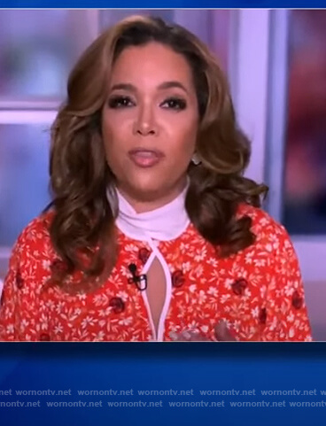 Sunny's red floral keyhole blouse on The View