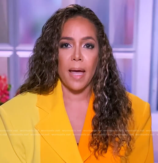 Sunny's yellow colorblock blazer on The View
