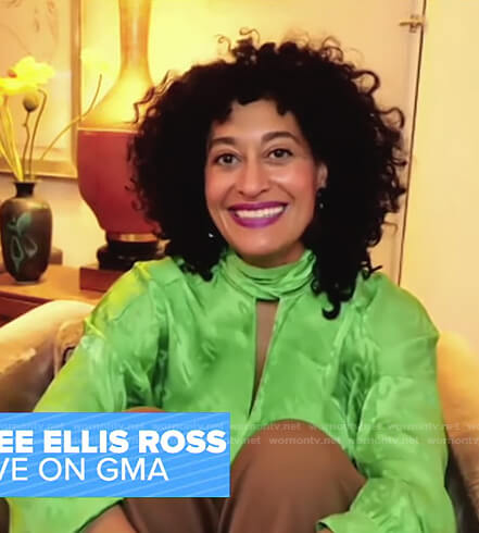 Tracee Ellis Ross's green keyhole top on Good Morning America