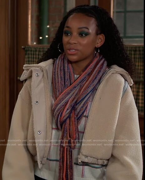 Trina's white check sweater on General Hospital
